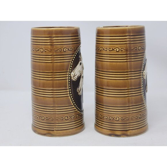 Vintage D Exclusive Made In Japan 3D Horse Head‎ Steins Set Of 2 - Picture 4 of 9